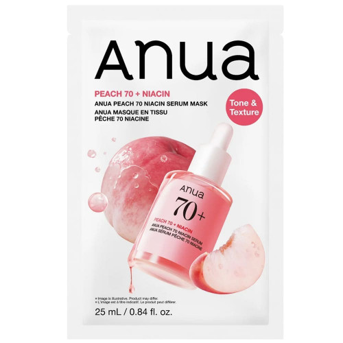 Anua Peach 70% Niacin Serum Mask Тканевая маска с ниацинамидом и персиком для сияния кожи