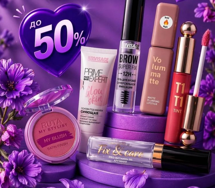 Скидки до 50% на декоративную косметику
