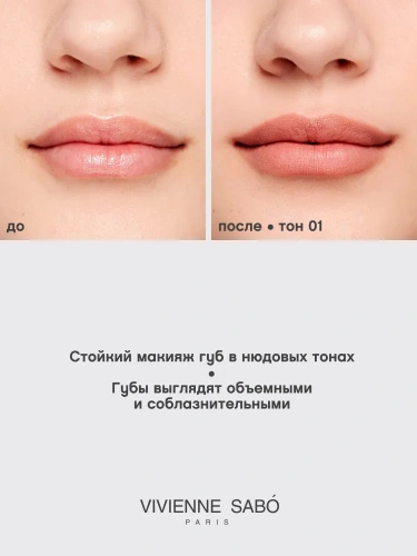 VIVIENNE SABO Le Grand Volume Карандаш для губ устойчивый гелевый (01 Светлый нюд)